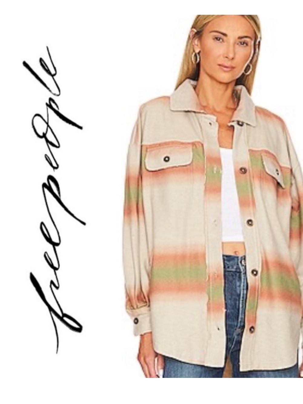 NWT Free People Printed Ruby Jacket in Marzipan Combo Shacket XS